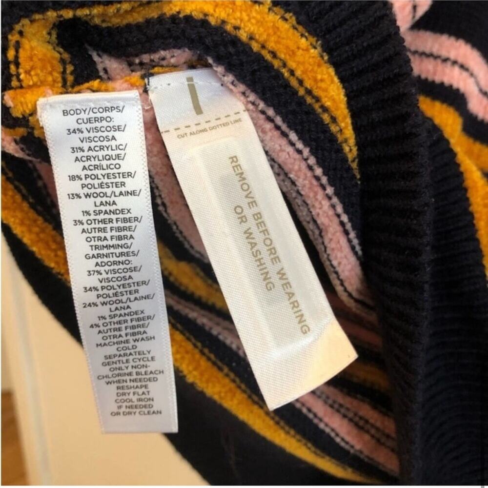 NWOT LOFT Chenille Striped Cold Shoulder Sweater - Picture 6 of 6